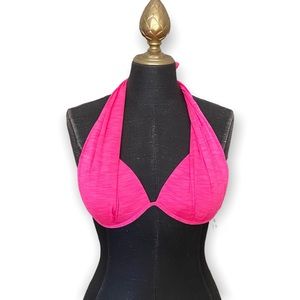 Hurley Bikini Top Halter Bright Pink Any Way Swimsuit Size Medium NWT